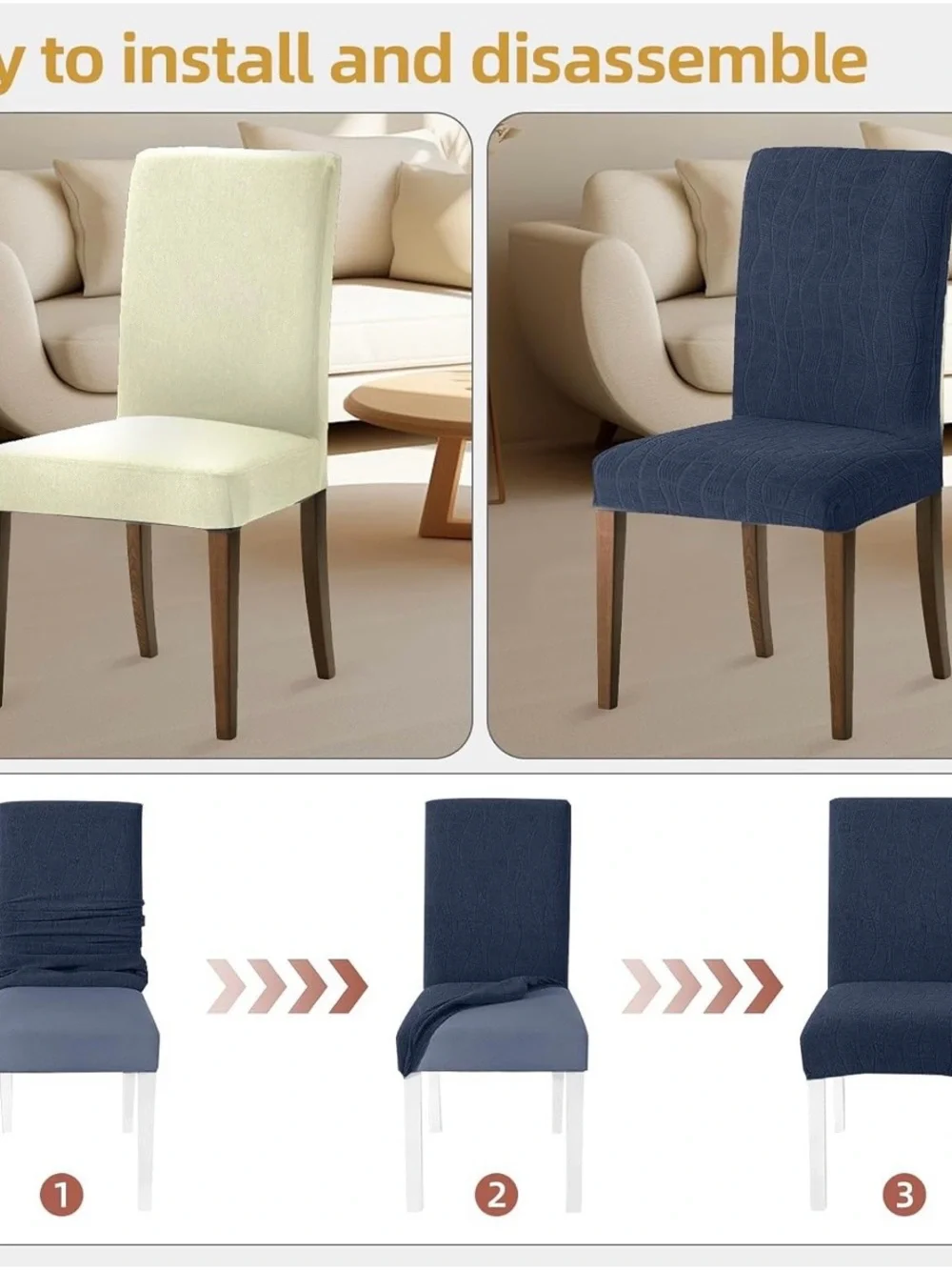Stretch Dining Chair Slipcovers - Navy (Set of 2)